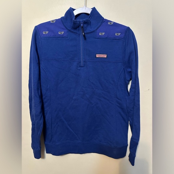 Vineyard Vines Blue Whale Embroidered 1/4 Zip Sweatshirt Sweater Size XS Preppy‎ - Picture 1 of 4